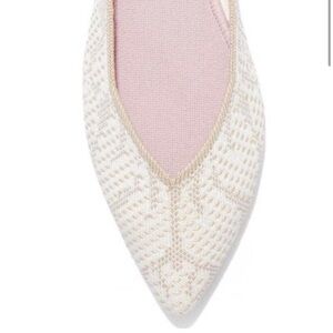 Rothy’s ‘Lily’ The Point ‘ Wedding Flats Slip On Shoe Womens 6.5 White Beige Tan